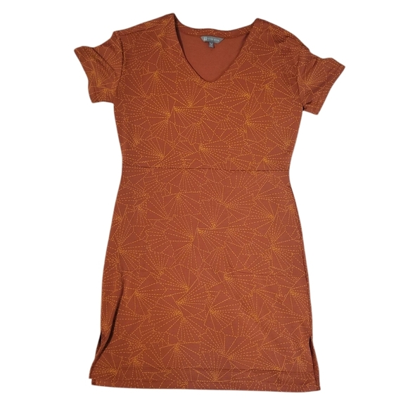 Title Nine Deep Pockets Dress - Sashiko ORANGE Hiking Gorpcore Active medium - Picture 3 of 9